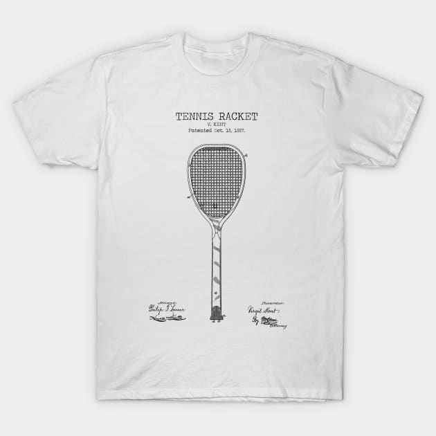 TENNIS RACKET patent T-Shirt by Dennson Creative